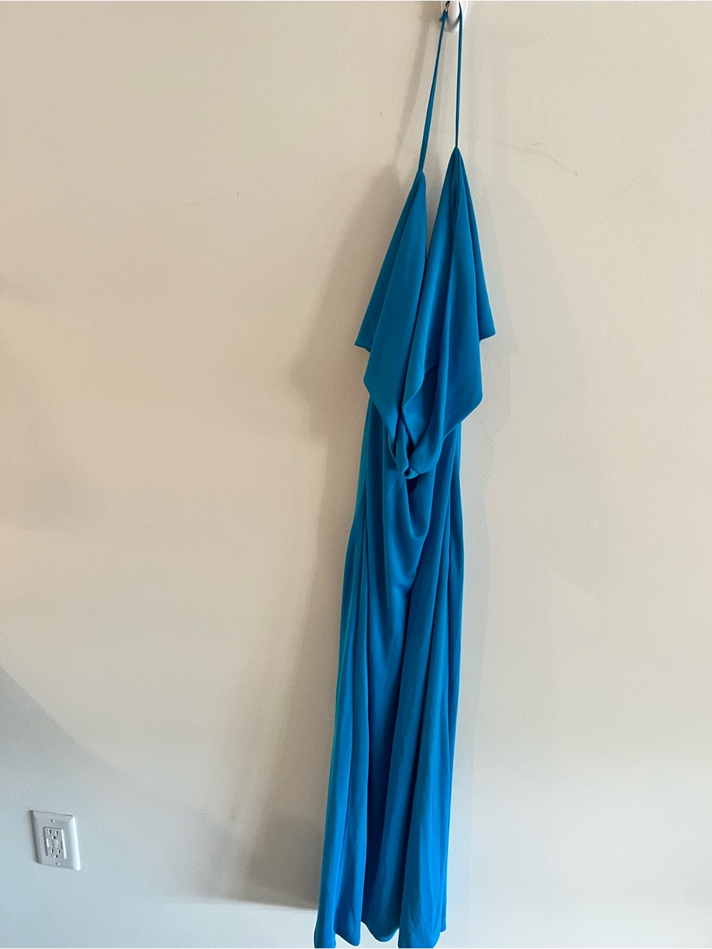 Zara Sleeveless Teal Blue Draped Maxi Dress